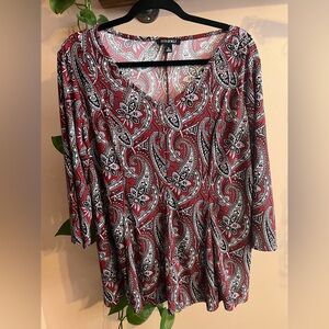 Roz & Ali Red and Black Paisley Whimsigoth Blouse